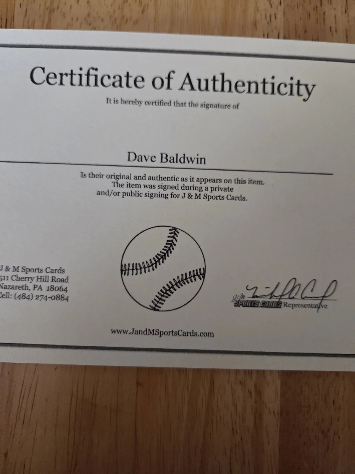 Dave Baldwin Signed Photograph COA, image 2