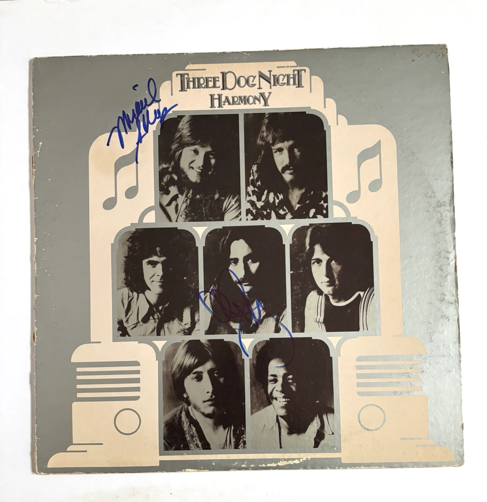 CHUCK NEGRON & MICHAEL ALLSUP Signed THREE DOG NIGHT LP Vinyl Album PSA DNA COA, изображение 2