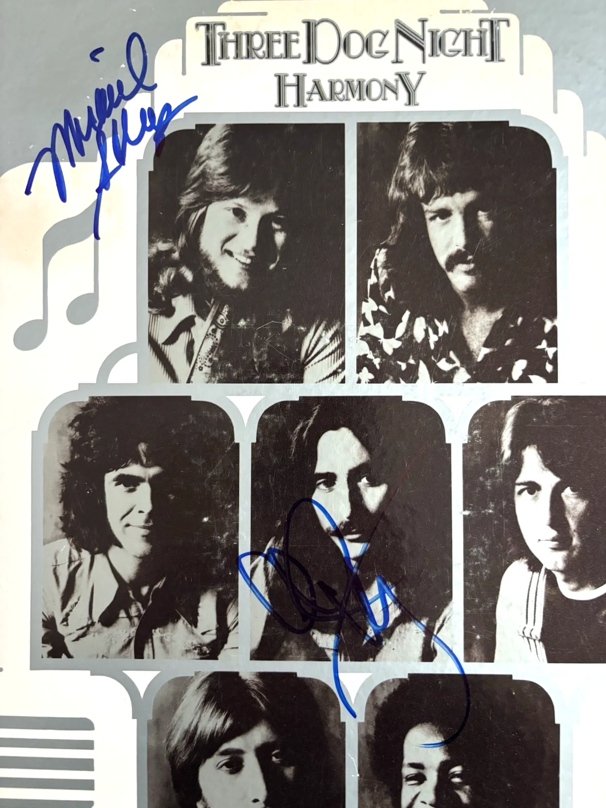 CHUCK NEGRON & MICHAEL ALLSUP Signed THREE DOG NIGHT LP Vinyl Album PSA DNA COA, изображение 3