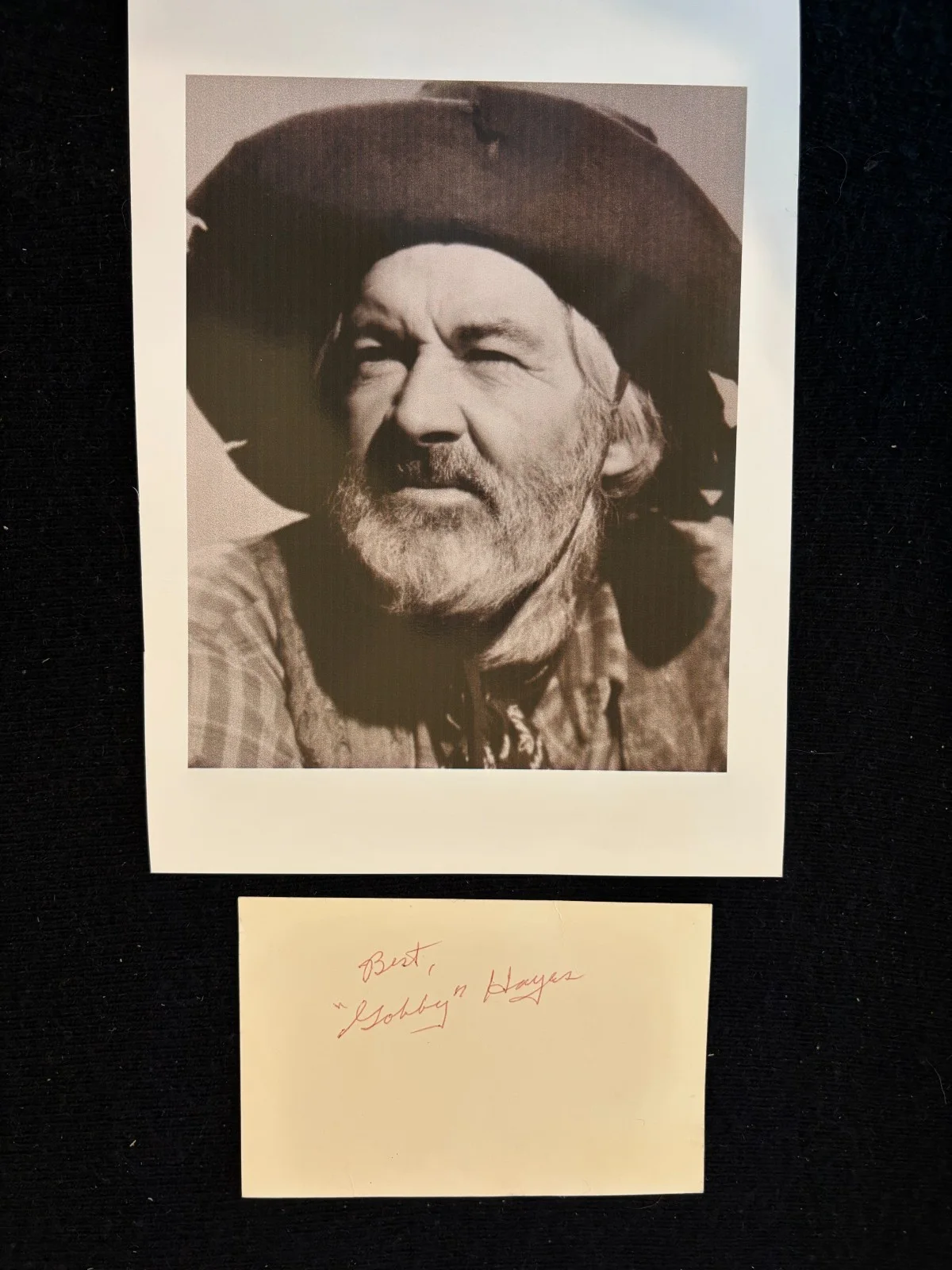 Gabby Hayes — Vintage "Gabby" Hayes Western Actor Signed 3x5 With 5x7 Photo + Full COA
