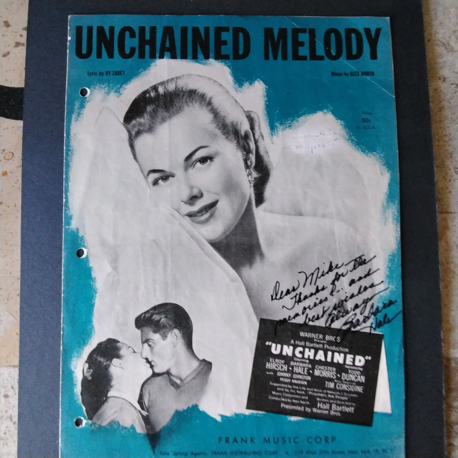 Barbara Hale SIGNED 1954 Music Cover Movie TV Actress Unchained Perry Mason, изображение 2