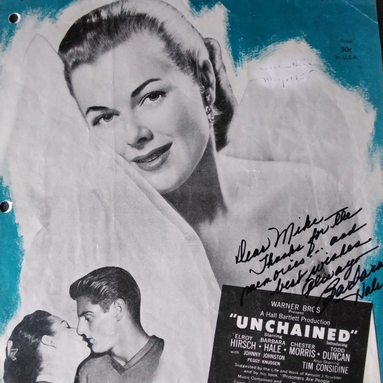 Barbara Hale SIGNED 1954 Music Cover Movie TV Actress Unchained Perry Mason, изображение 3
