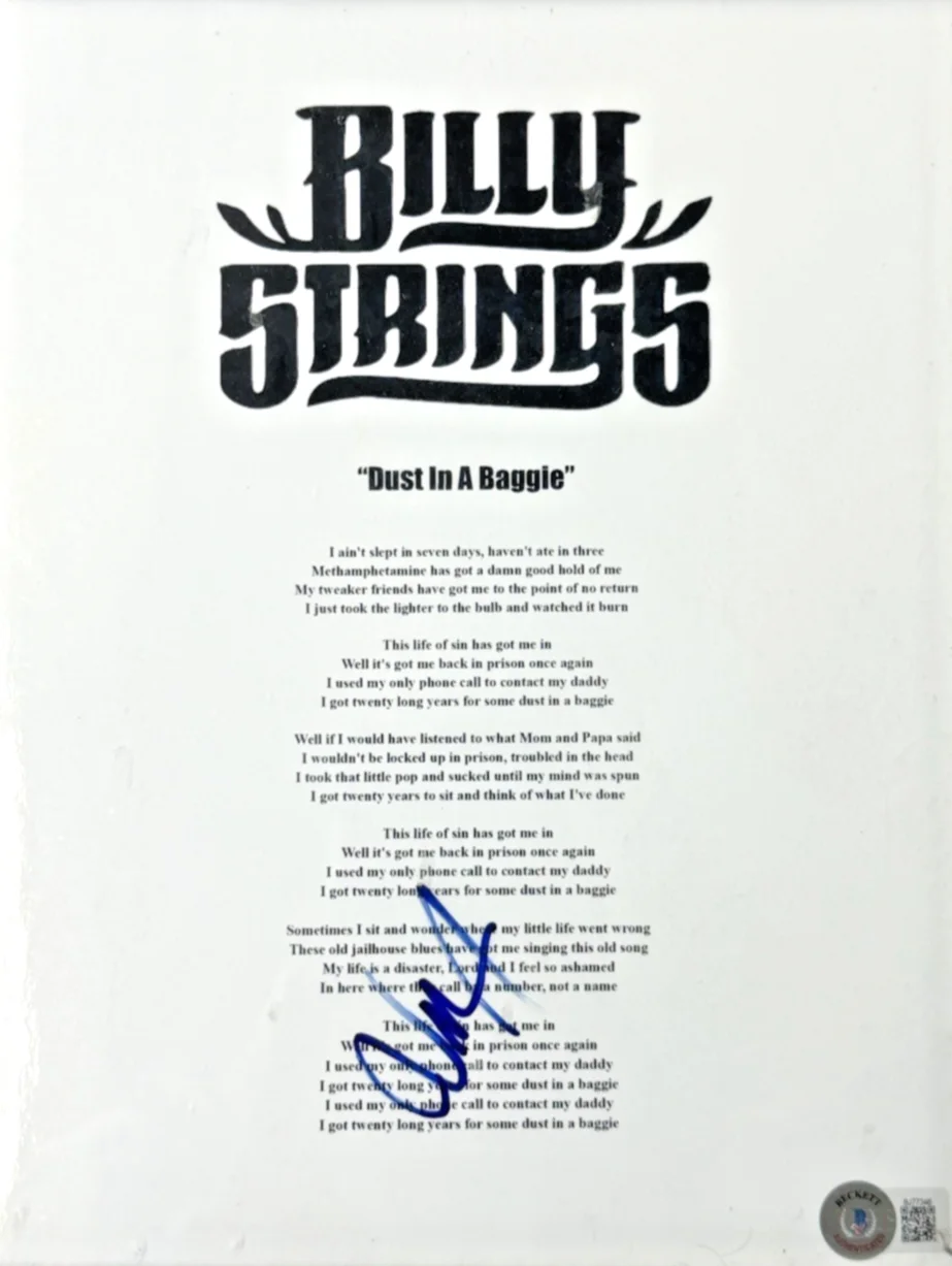 Billy Strings Signed Autographed “Dust In A Baggie” Framed Music Sheet – BAS COA, image 3
