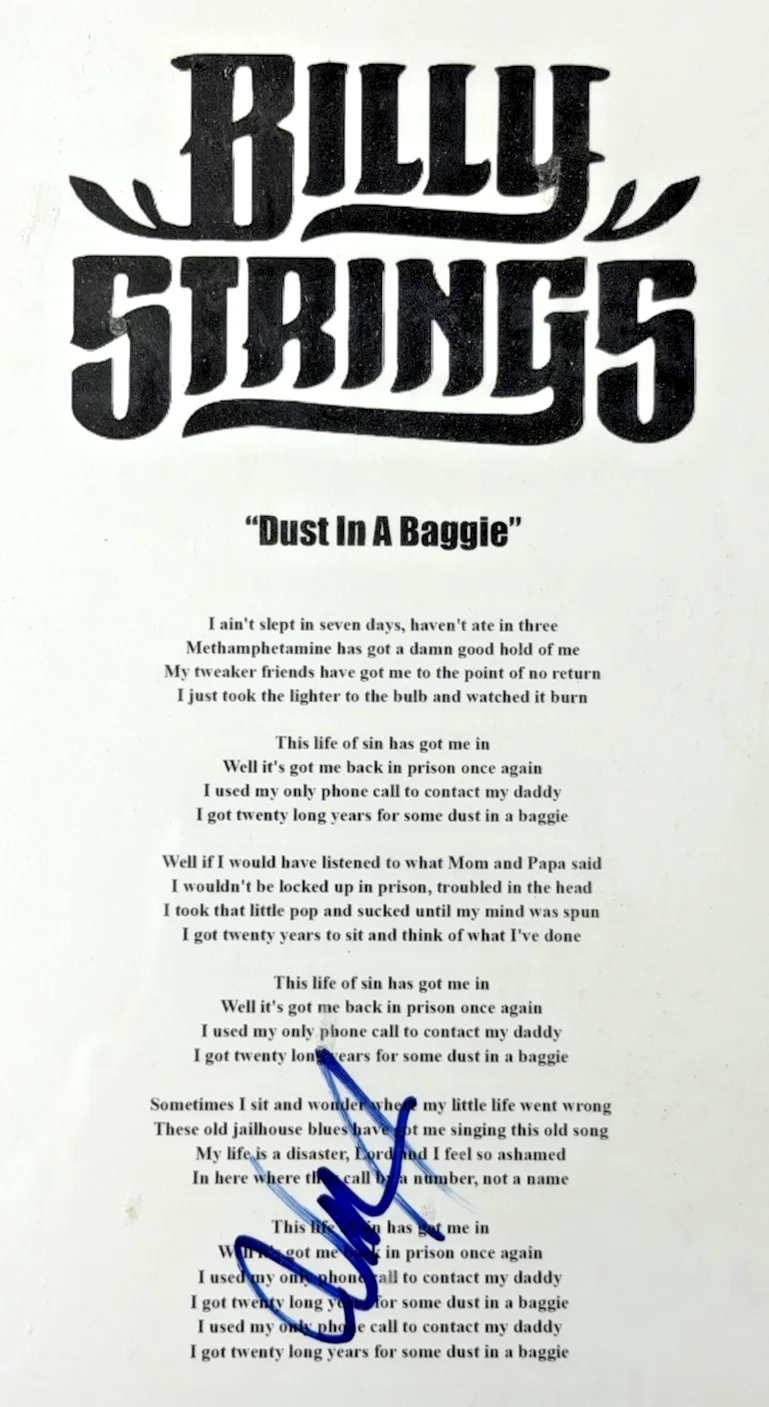 Billy Strings Signed Autographed “Dust In A Baggie” Framed Music Sheet – BAS COA, image 4