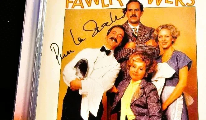 FAWLTY TOWERS Prunella Scales signed CD insert .... with COA .. RARE, UNIQUE, image 2