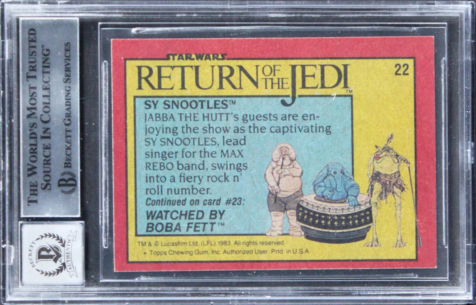 Phil Tippett, Tony McVey, Kirk Thatcher, Tim Rose — (4) Tippett, Rose, McVey +1 Signed 1983 Star Wars ROTJ #22 Card Auto 10 BAS Slab, image 2