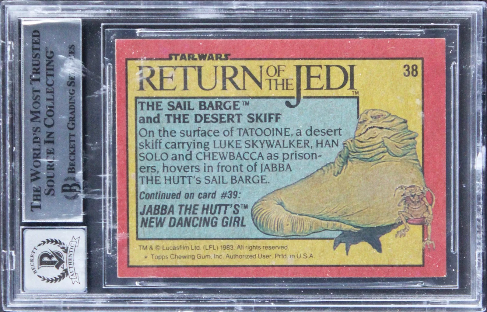 Pete Ronzani, Charlie Bailey, Don Dow, Ira Keeler, Dave Carson — (9) Ronzani +8 Signed 1983 Star Wars ROTJ #38 Card Auto Graded 10! BAS Slabbed, image 2