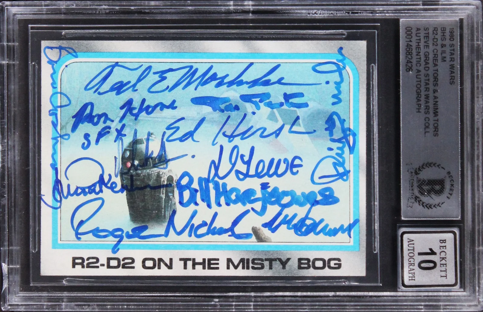 Brian Archer, Digby Milner, Ron Punter, Bill Hargreaves, Roger Ni — (12) Archer +11 Signed 1980 Star Wars ESB #245 Card Auto Grade 10! BAS Slabbed