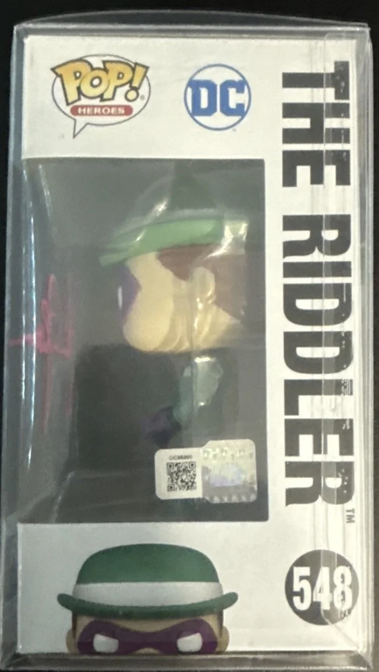 John Glover Signed The Riddler Batman Funko Pop OC Certification WITH PROTECTOR, image 3