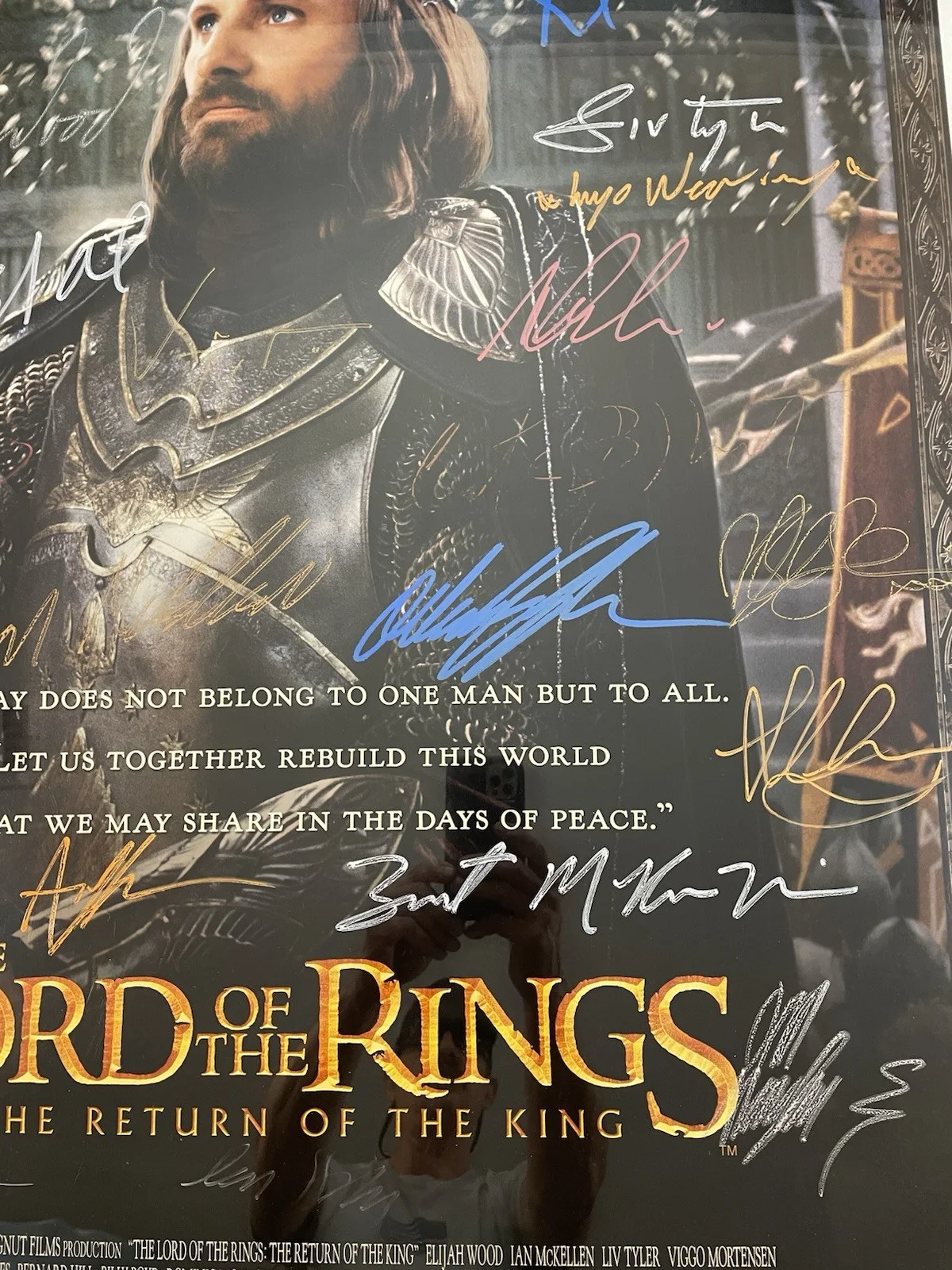 Movie Cast Members — Lord Of The Rings The Return Of The King Coronation Hand Signed 27x40 Poster LOA, изображение 4