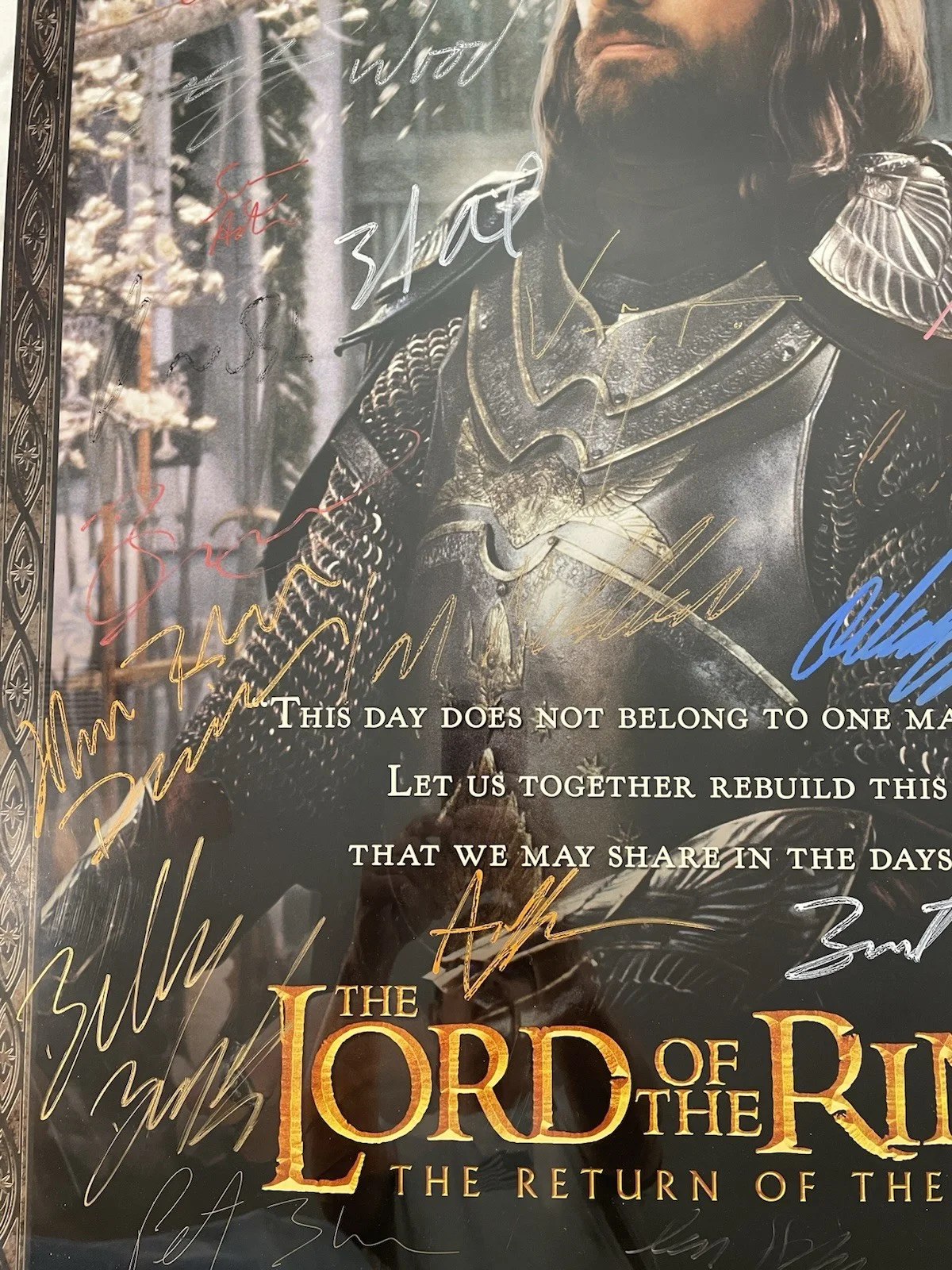 Movie Cast Members — Lord Of The Rings The Return Of The King Coronation Hand Signed 27x40 Poster LOA, изображение 5