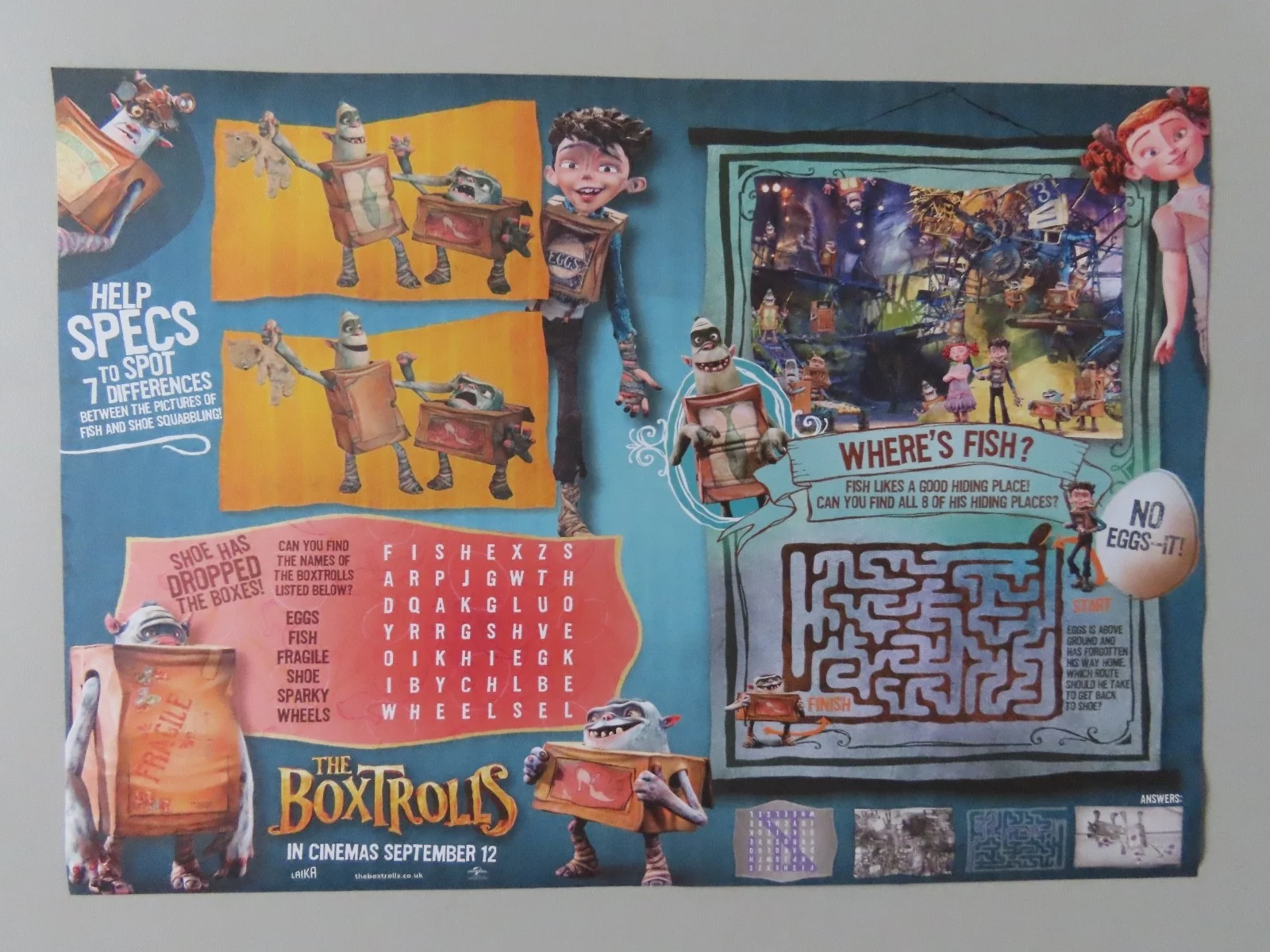 The BoxTrolls 3D (Laika Studios) UK A3 Movie Poster, Promo Memorabilia Animation, изображение 2