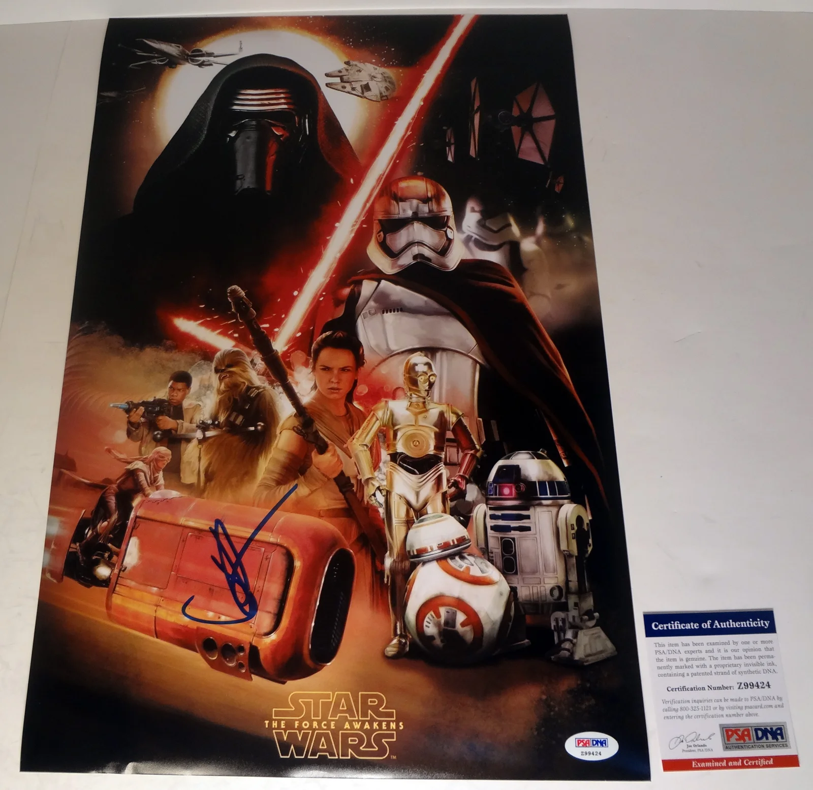 JJ Abrams — JJ Abrams Star Wars The Force Awakens Signed Autograph Movie Poster PSA/DNA COA