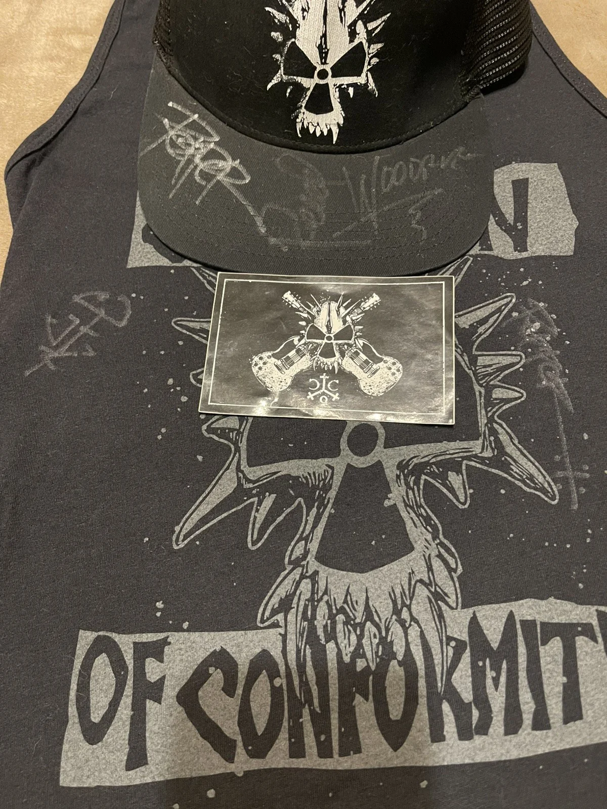 Corrosion of Conformity Signed Hat Signed Tank Top Shirt And Sticker, image 4