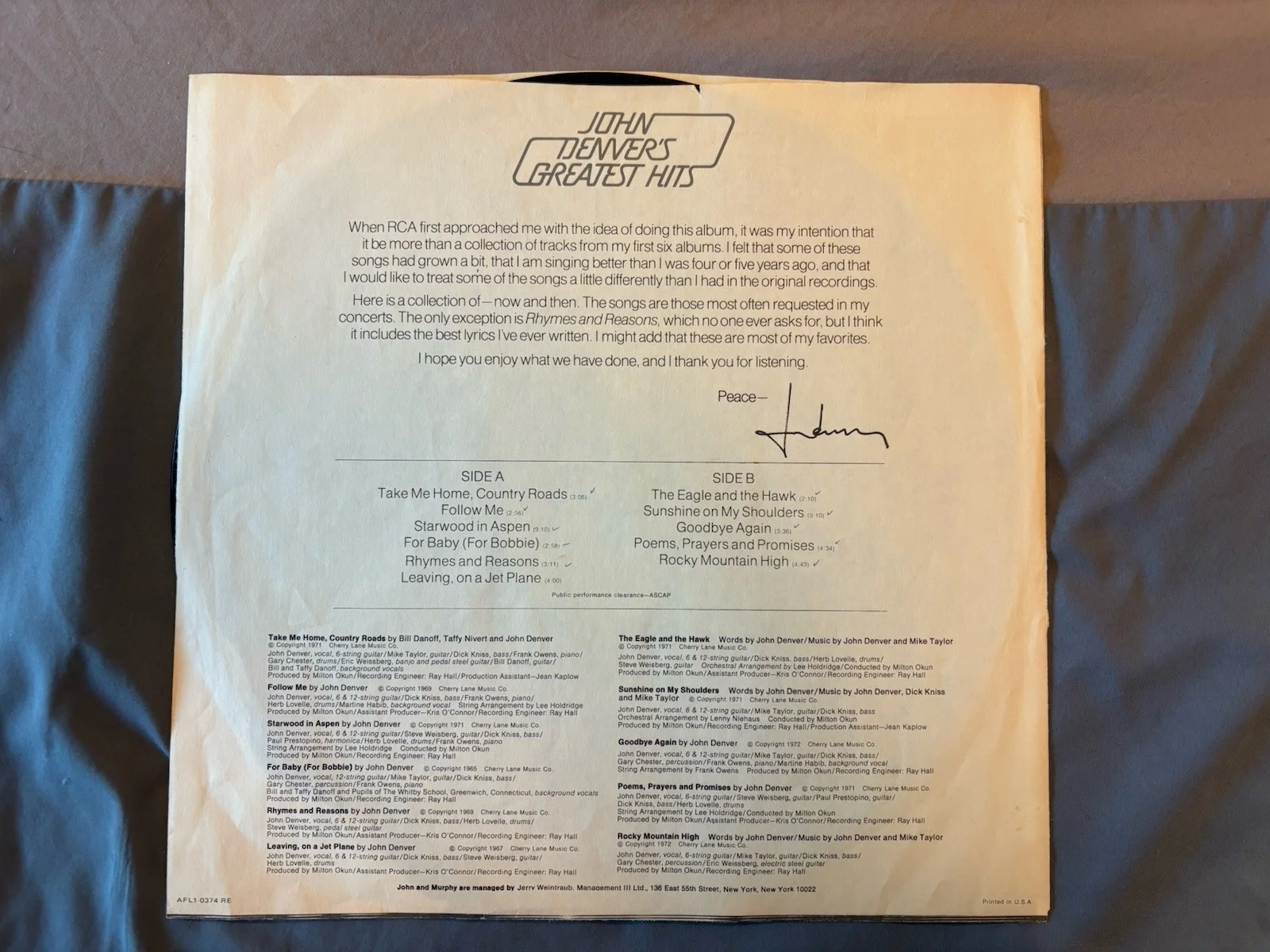 Greatest Hits by Denver, John (Record, 2019) TAA COA 950, image 4