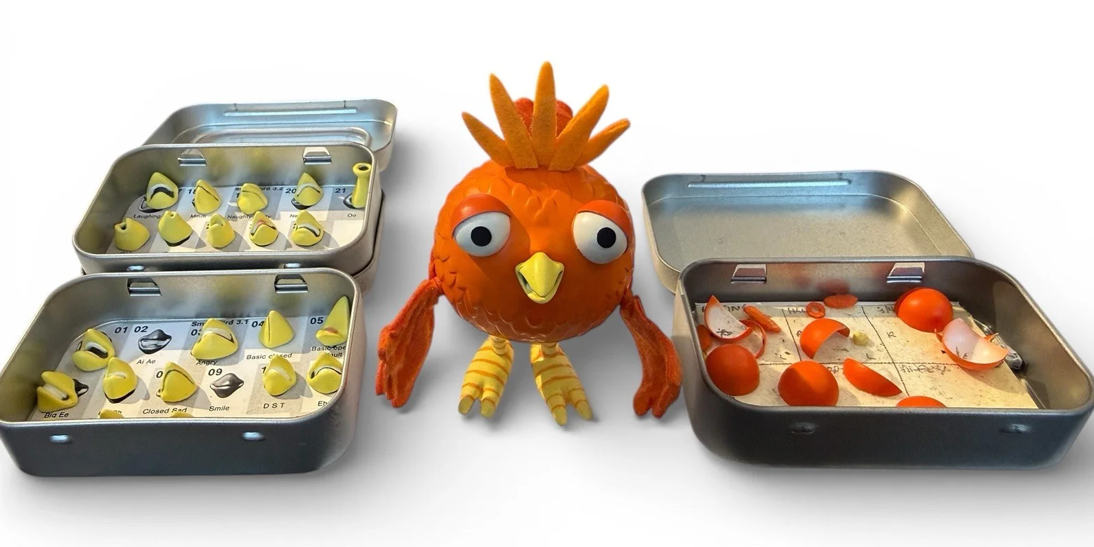 Norman Picklestripes TV Screen Used Orange Bird Stop Motion Puppet Inc Extras, image 3