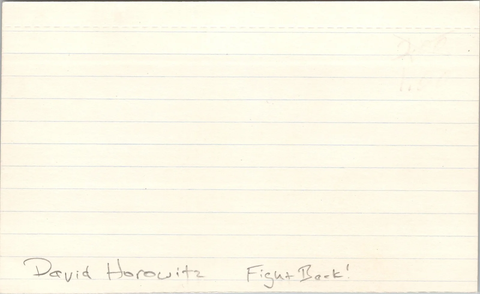 David Horowitz — David Horowitz Signed 3x5 Index Card Fight Back! Autographed, image 2