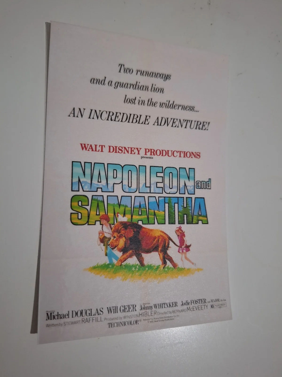 Walt Disney Napoleon & Samantha 1972 Classic Jodie Foster Reproduction Postcard, изображение 2