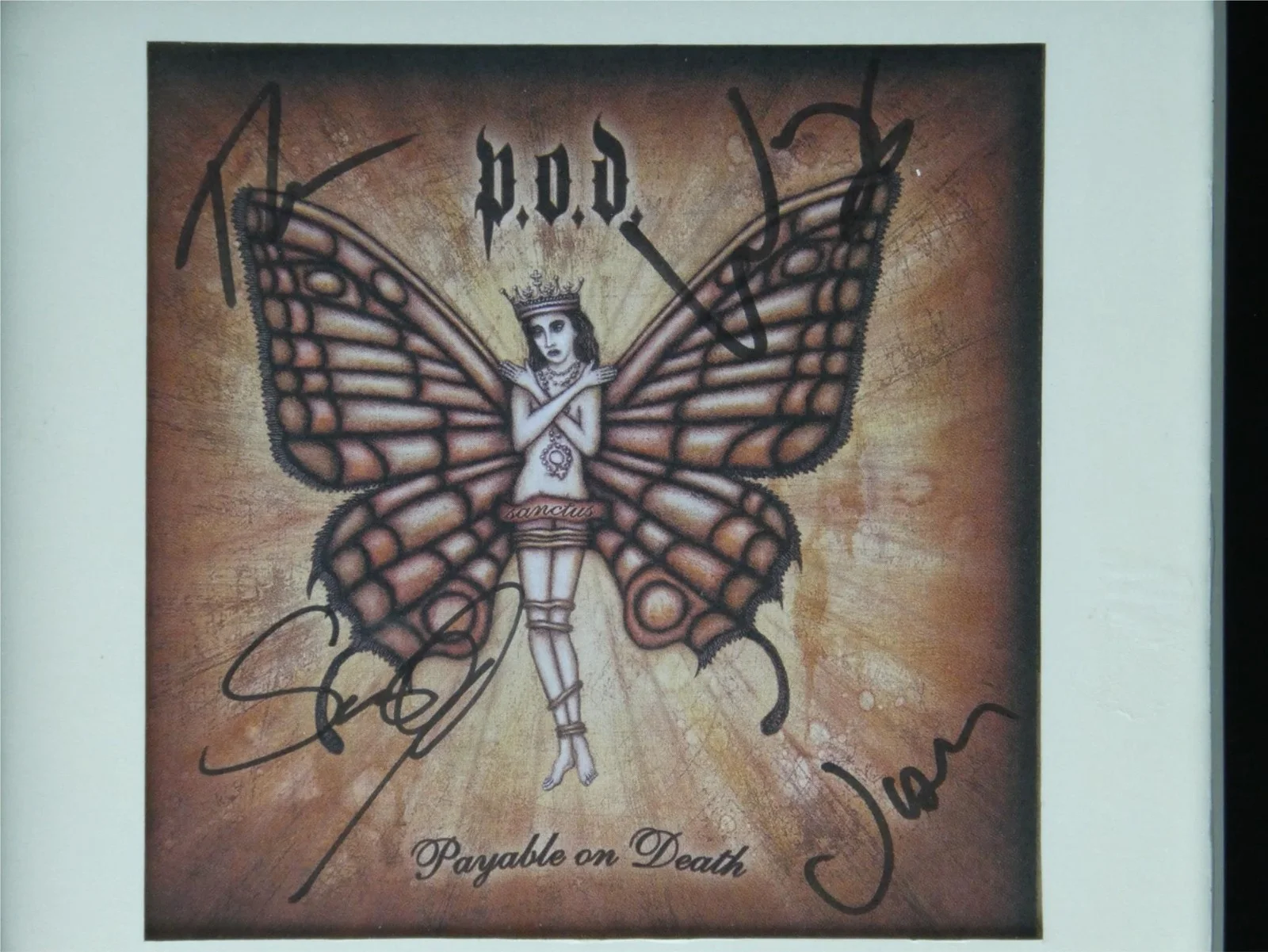 Payable On Death POD Band Signed CD Cover Framed Display Matted 7.75x13.25, image 3