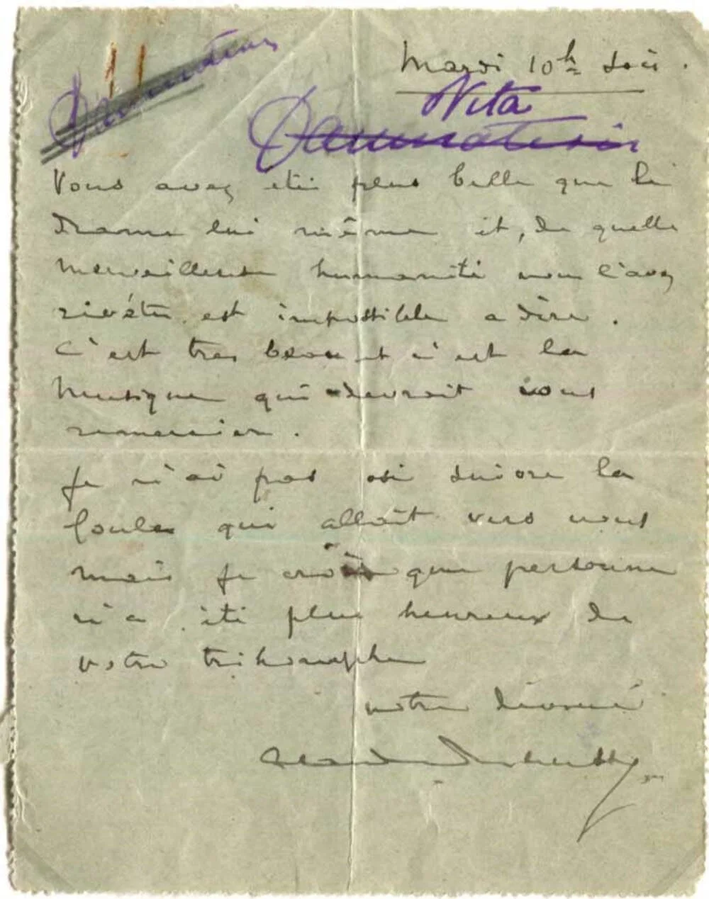 COMPOSER Claude Debussy autograph letter signed & mounted, image 2