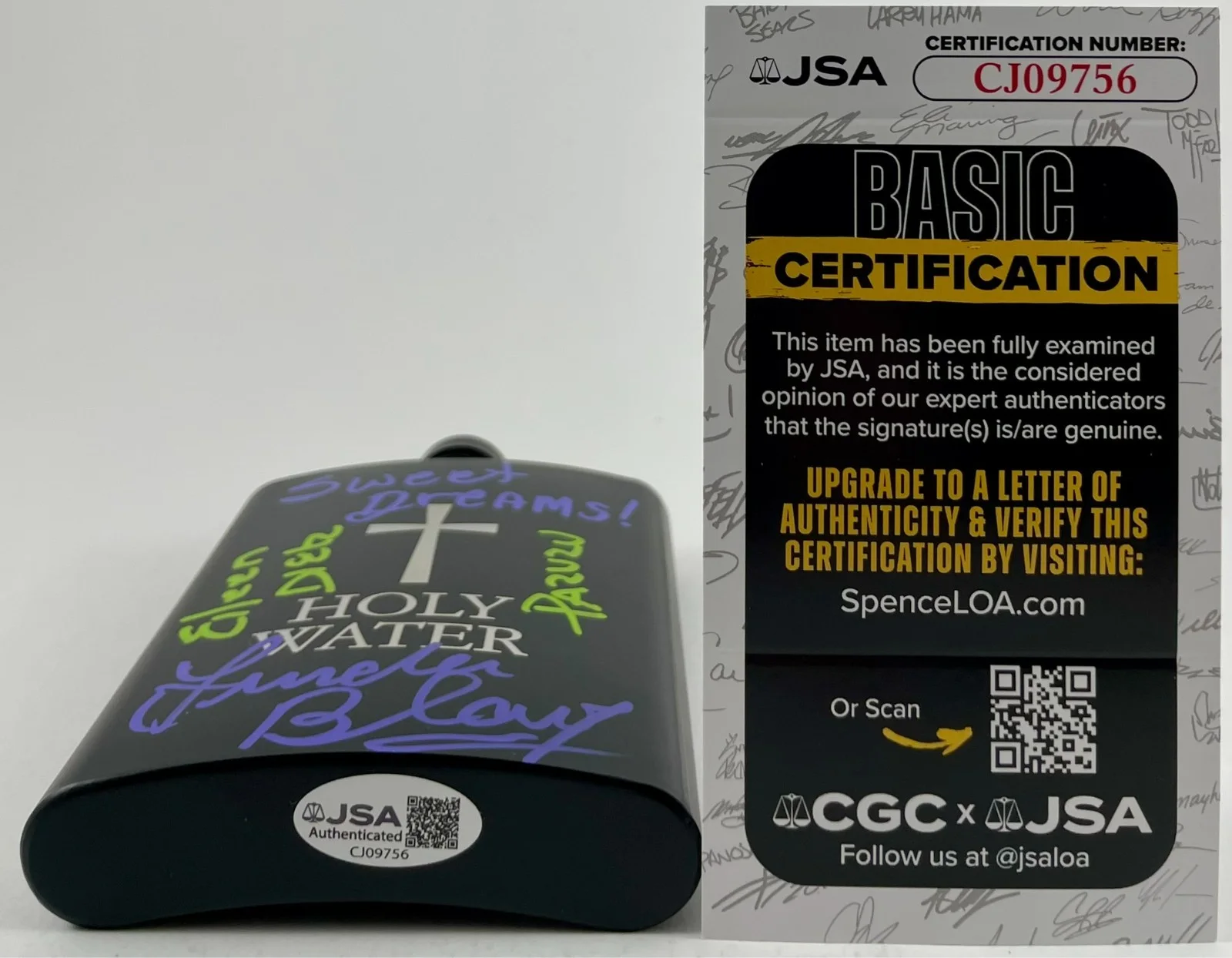 Linda Blair — Linda Blair & Eileen Dietz Signed The Exorcist Steel Holy Water Flask JSA COA, image 3