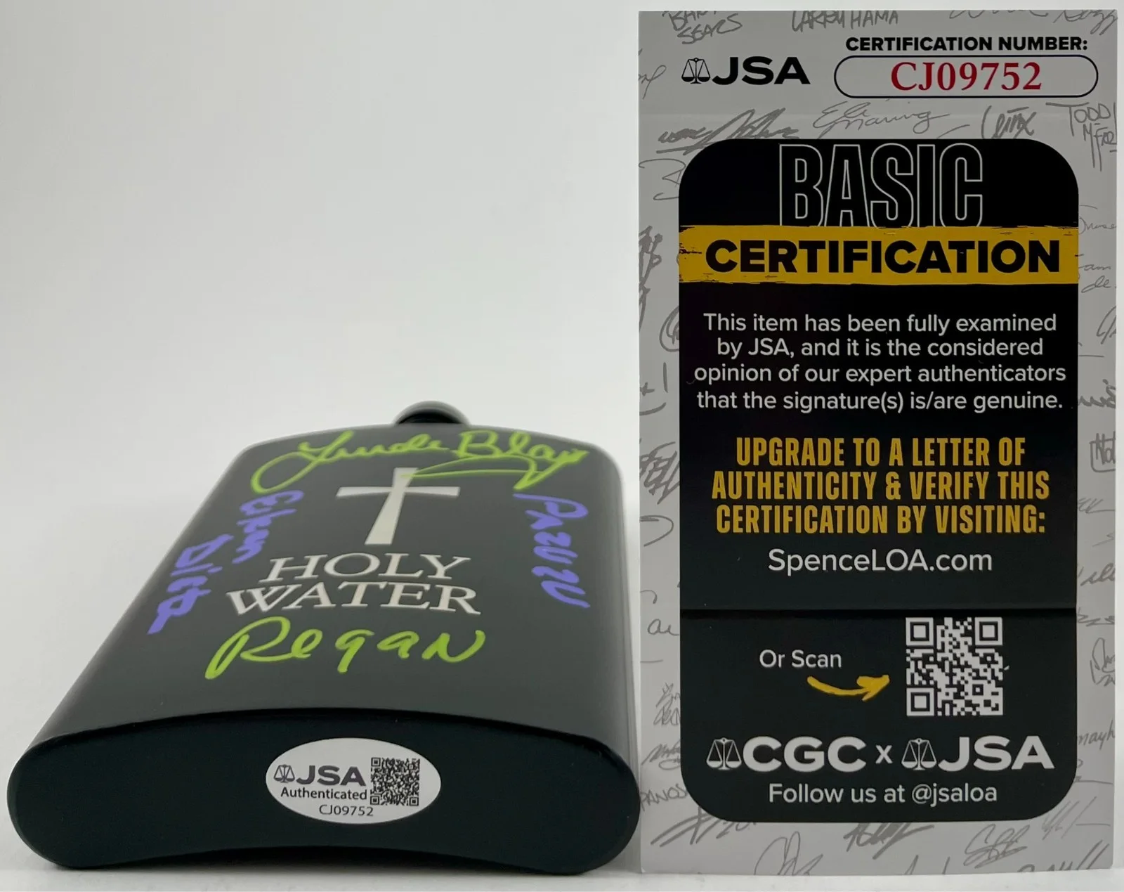 Linda Blair — Linda Blair & Eileen Dietz Signed The Exorcist Steel Holy Water Flask JSA COA, image 3
