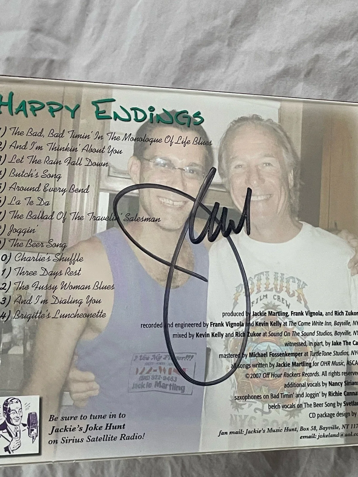 Jackie Martling Autograph Triple Signed ‘Happy Endings’ CD Howard Stern Comedy, image 3