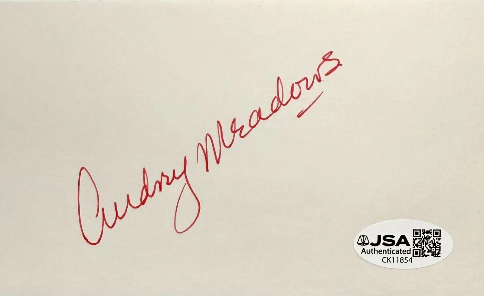 Audrey Meadows — AUDREY MEADOWS Autograph Signed 3"x 5" INDEX CARD The Honeymooners JSA CERTIFIED, изображение 3