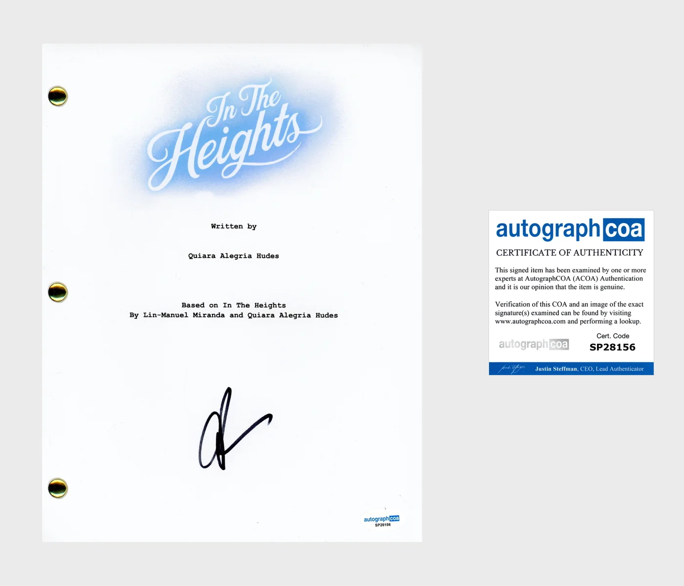 Anthony Ramos — Anthony Ramos ‘In the Heights’ Signed Full Script Screenplay ‘Usnavi’ ACOA