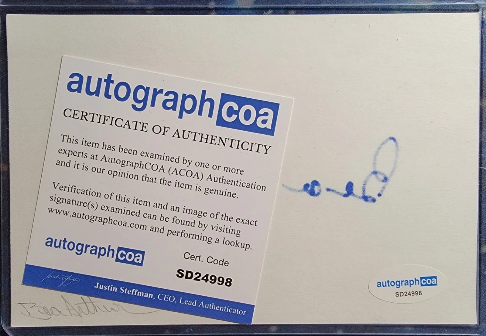 Bea Arthur — Bea Arthur Authentic Signed Index Card W/ ACOA The Golden Girls, изображение 2