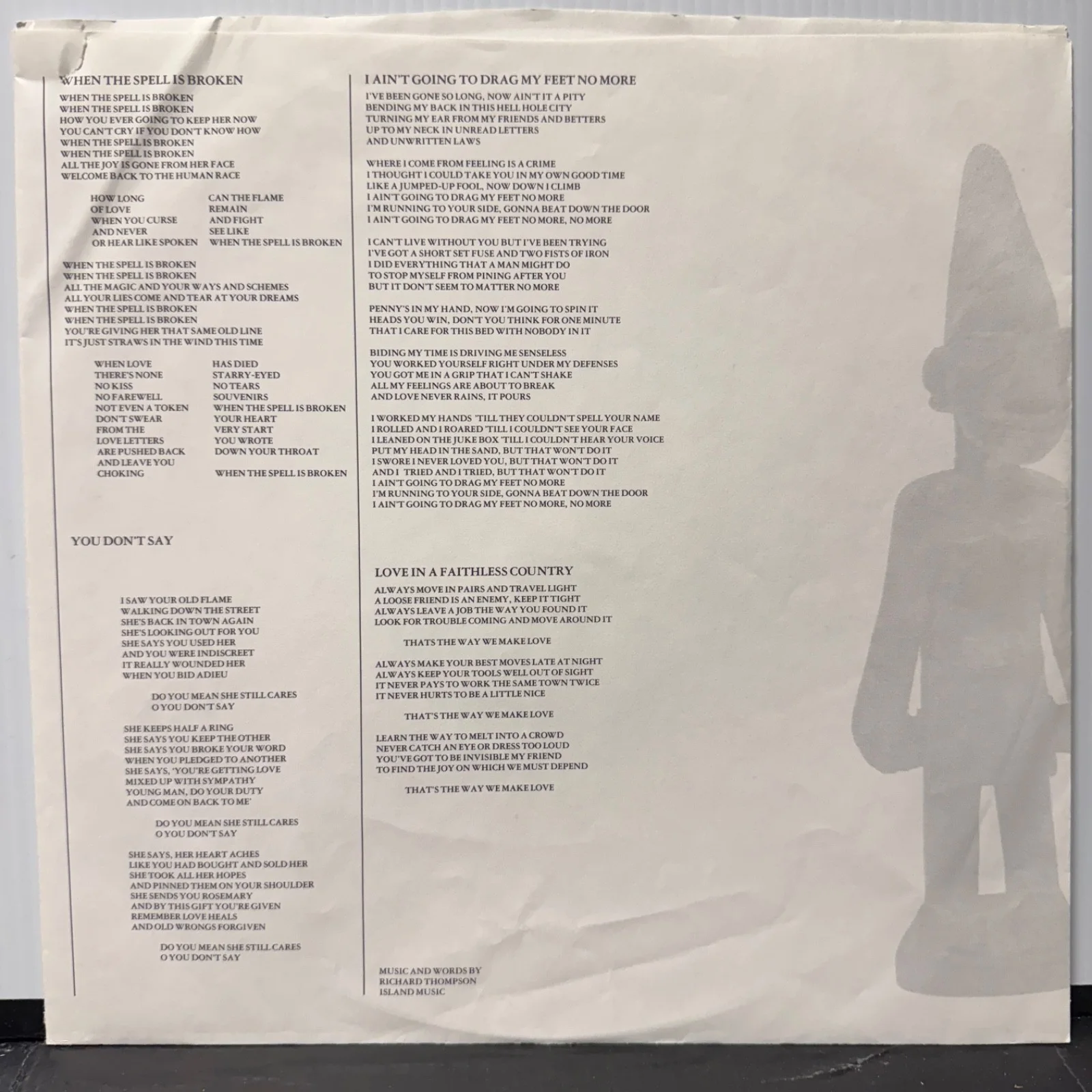 RICHARD THOMPSON "Across A Crowded Room" USA vinyl pressing AUTOGRAPHED w/inner, изображение 4