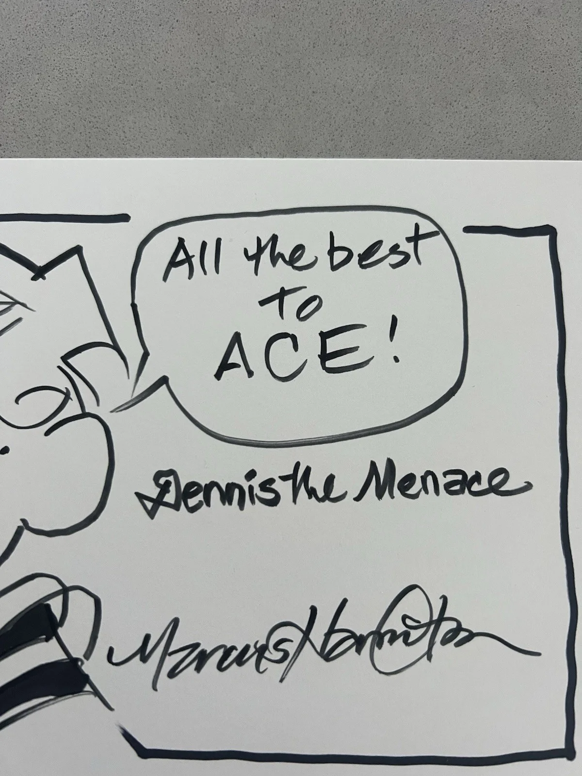 Marcus Hamilton — Marcus Hamilton Signed Autographed Slabbed BAS Beckett 9x6 Sketch Dennis The *IN, image 2
