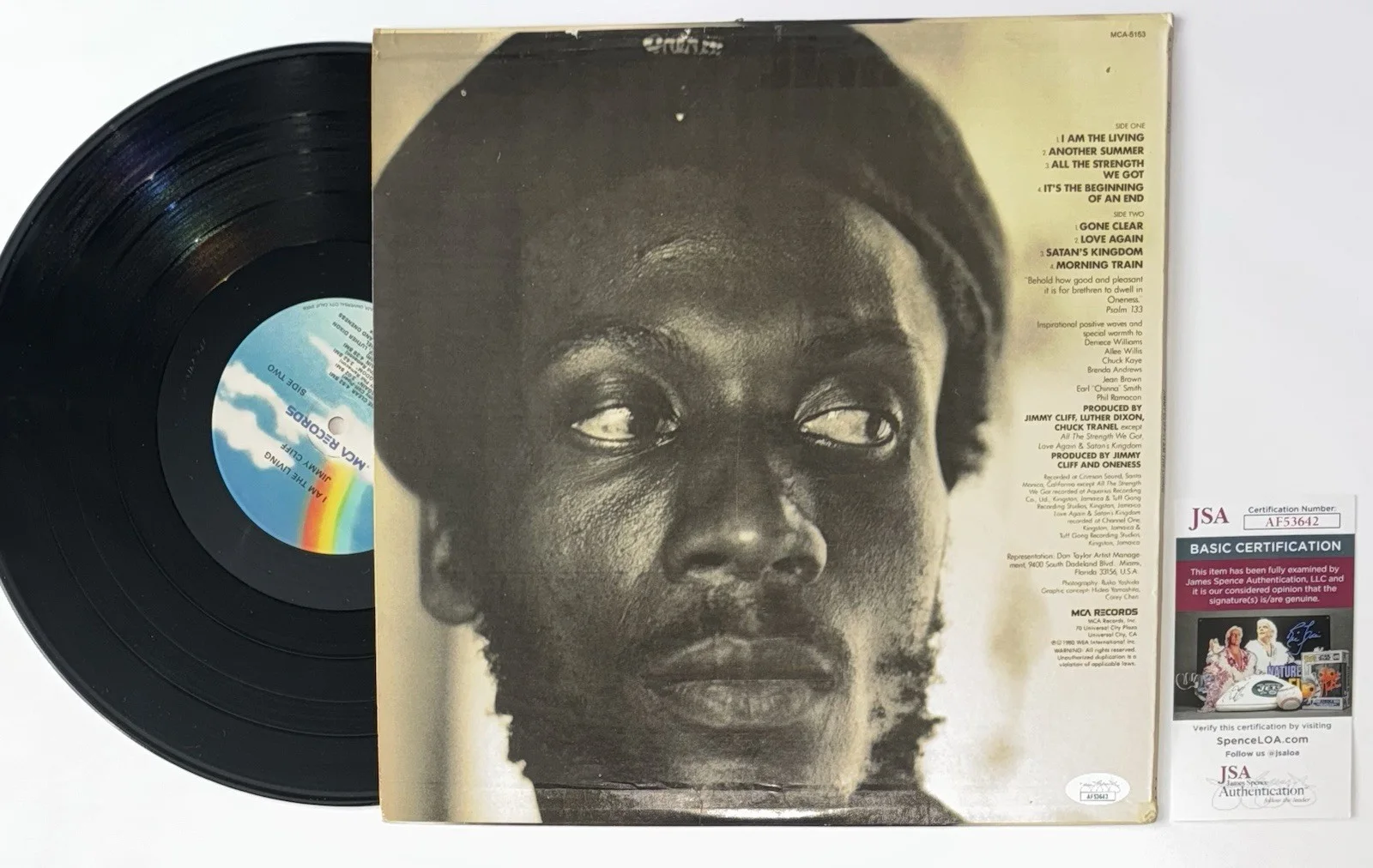 JIMMY CLIFF HAND SIGNED AUTOGRAPHED "I AM THE LIVING" VINYL ALBUM LP +JSA COA, изображение 4