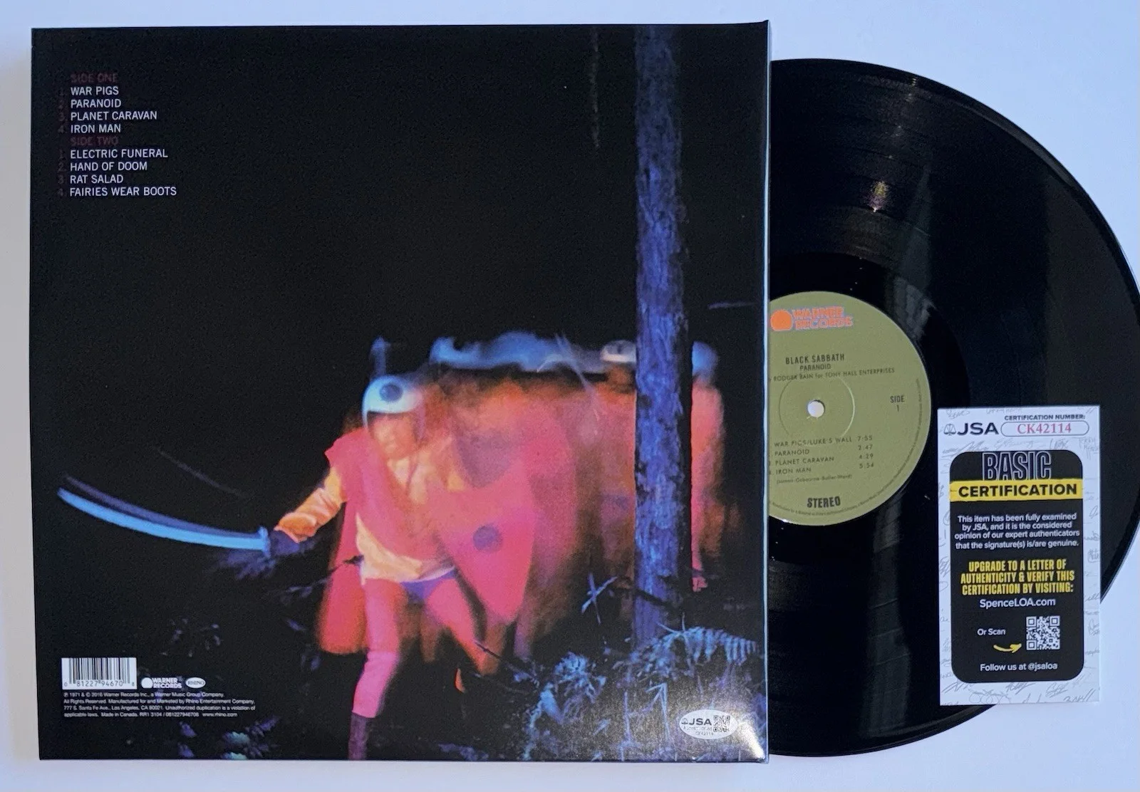 GEEZER BUTLER SIGNED BLACK SABBATH "PARANOID" VINYL ALBUM LP +JSA COA W/ INSCRIP, изображение 5