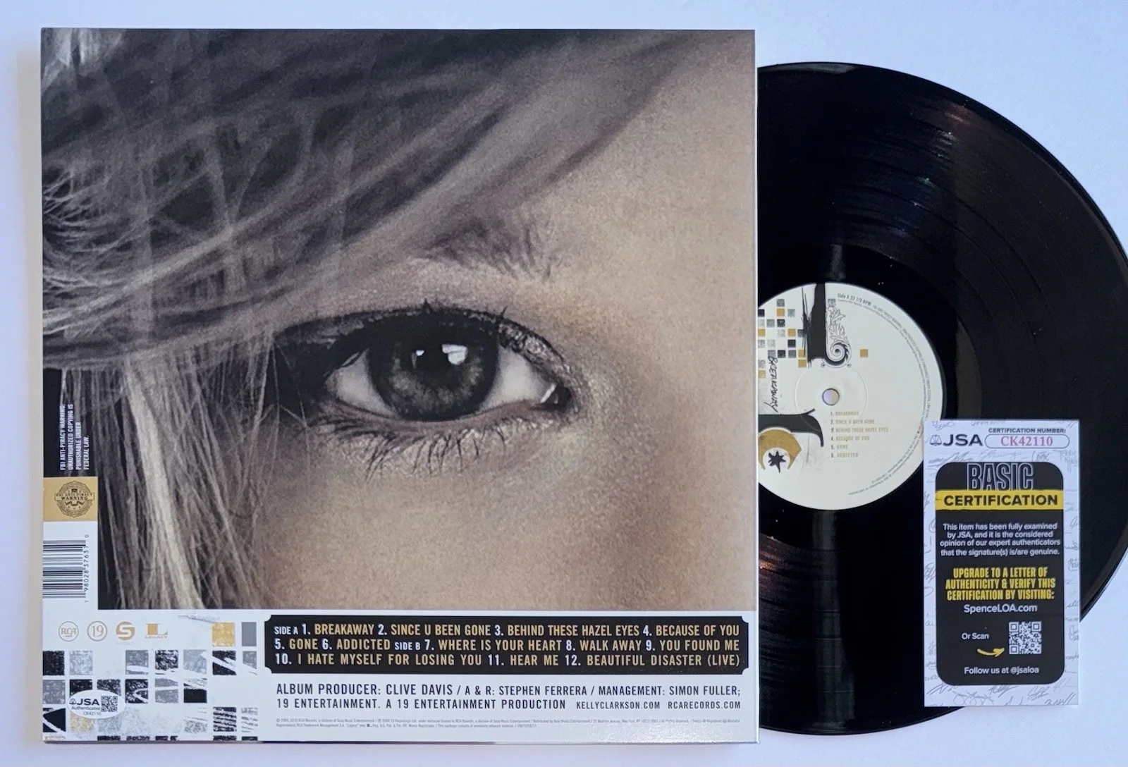 KELLY CLARKSON HAND SIGNED AUTOGRAPH "BREAKAWAY" VINYL ALBUM LP +JSA COA, image 5