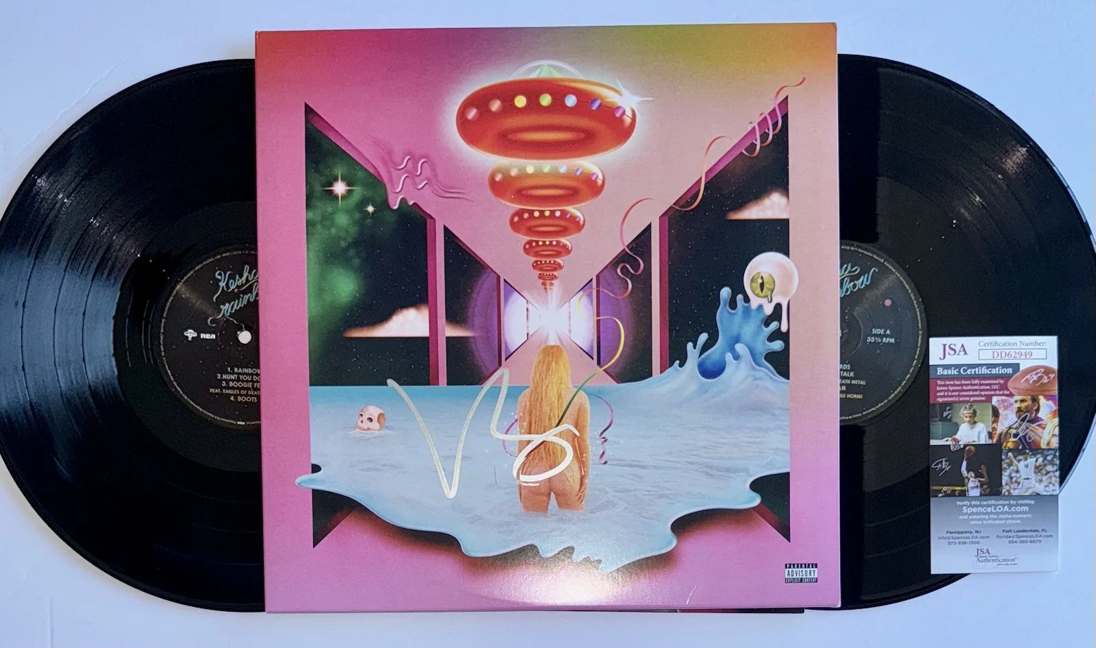 KESHA HAND SIGNED AUTOGRAPH RAINBOW VINYL ALBUM LP +JSA COA, изображение 2