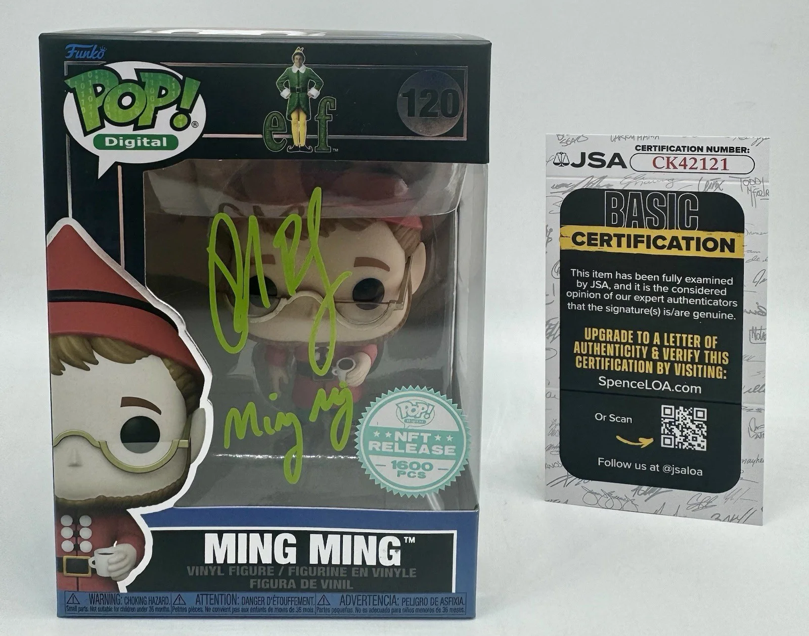PETER BILLINGSLEY — PETER BILLINGSLEY SIGNED AUTOGRAPH ELF "MING MING" INSCRIBED FUNKO POP + JSA COA