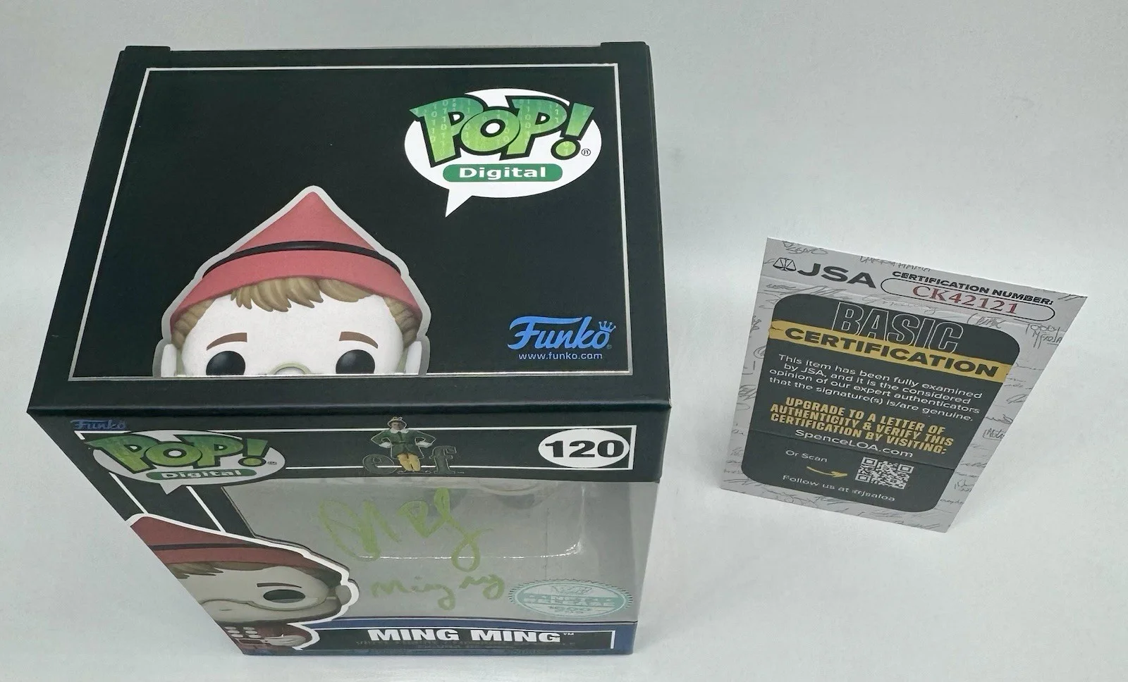 PETER BILLINGSLEY — PETER BILLINGSLEY SIGNED AUTOGRAPH ELF "MING MING" INSCRIBED FUNKO POP + JSA COA, image 2
