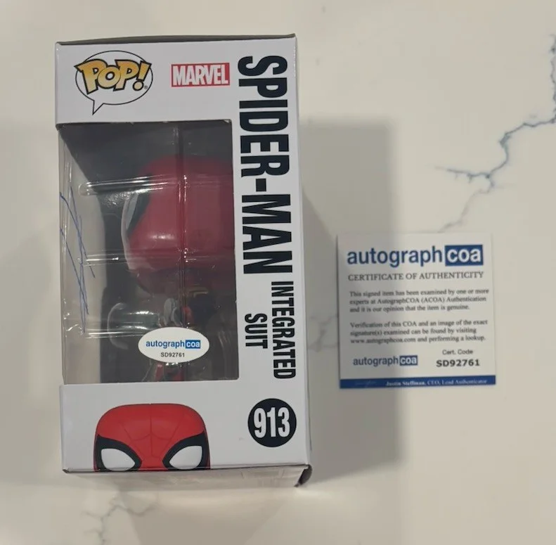 Tom Holland Spider-Man Signed Autographed Funko POP #913 ACOA, image 2
