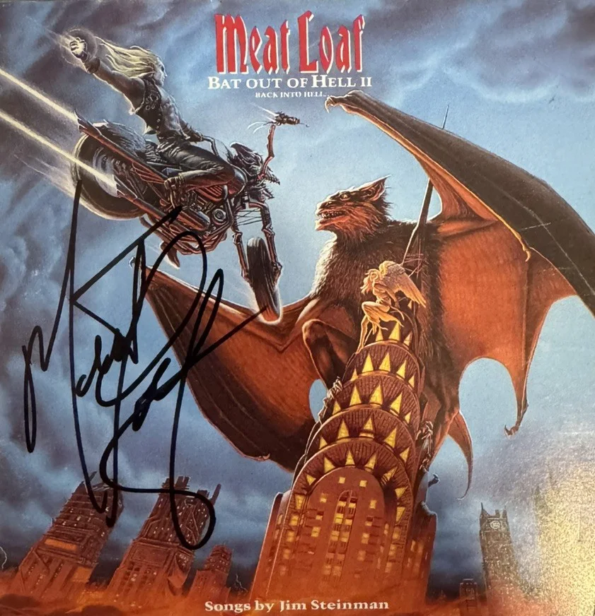 Meat Loaf Signed Marvin Aday (Bat out of Hell) 6x12 CD Cover Framed JSA, изображение 2