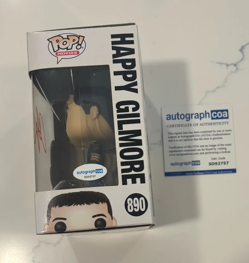 Adam Sandler Happy Gilmore Signed Autographed Funko POP #890 ACOA, изображение 2