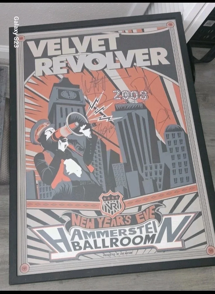 VELVET REVOLVER Signed By 4 18x24 Concert Poster Autographed In TX PROF FRAMED, изображение 2