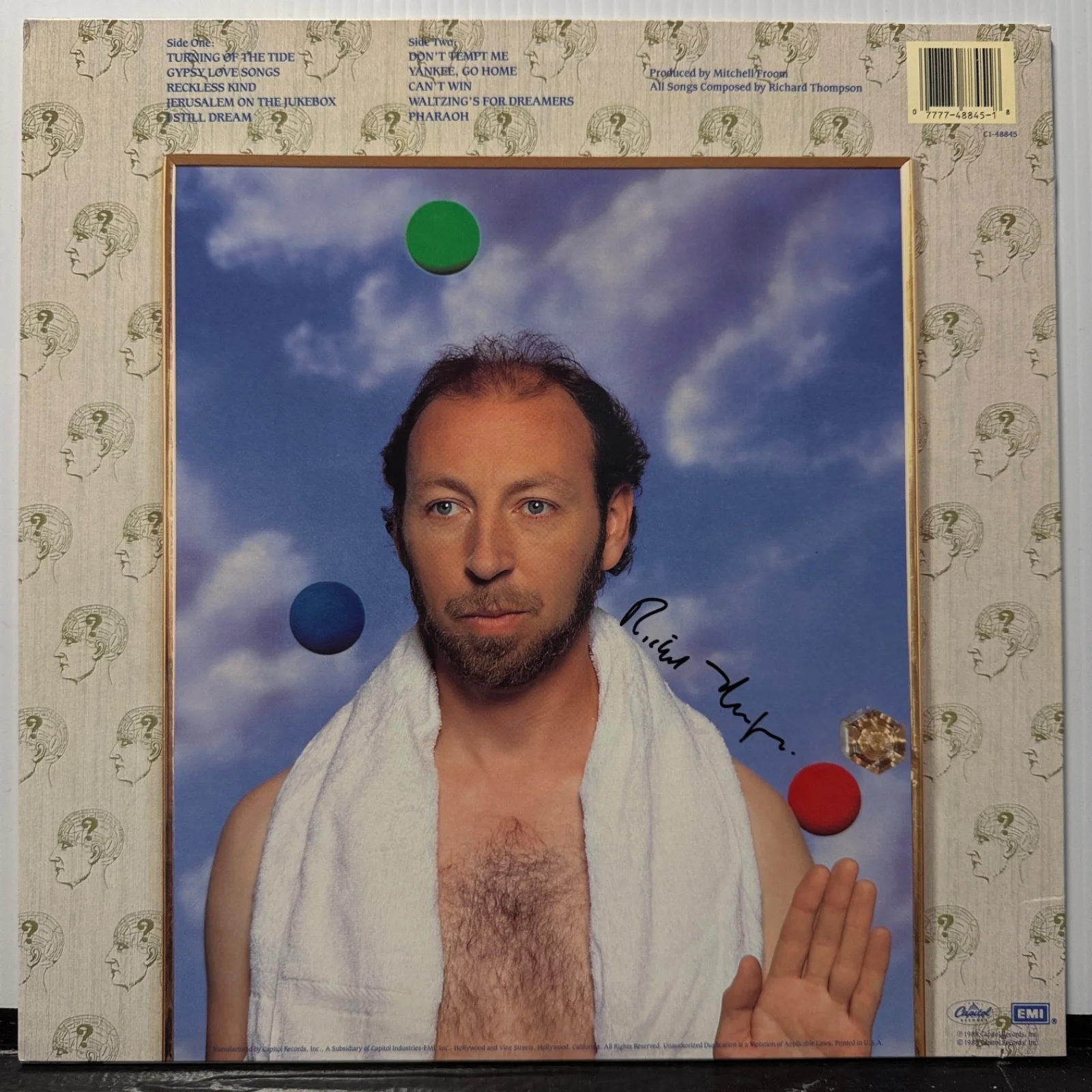 RICHARD THOMPSON "Amnesia" USA vinyl pressing AUTOGRAPHED ON BACK COVER! NM/VG++, image 2