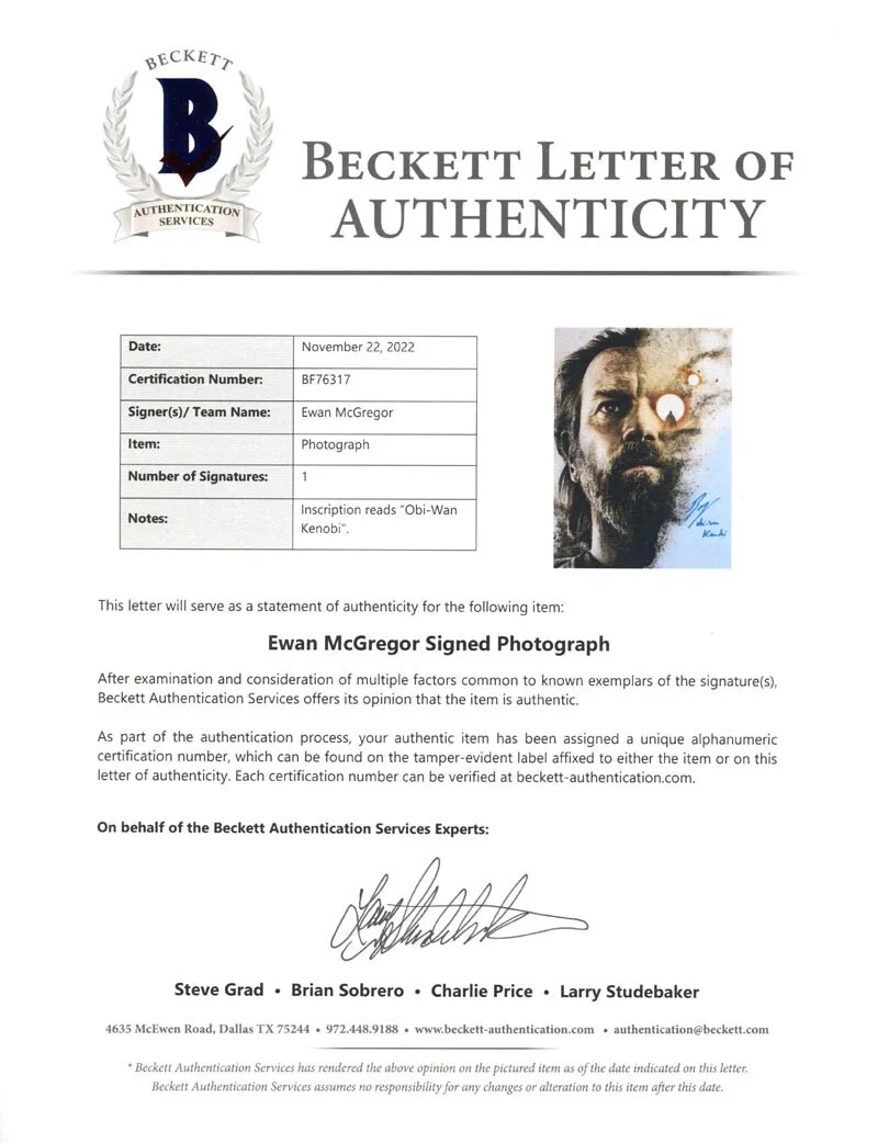 EWAN MCGREGOR SIGNED 11x14 PHOTO + OBI-WAN KENOBI STAR WARS RARE BECKETT BAS, изображение 3