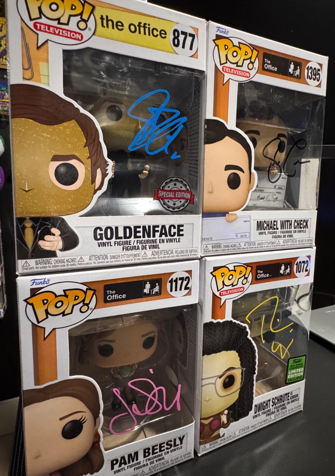 Jenna Fischer, Rainn Wilson, Steve Carell, John Krasinski — The Office Funko Autographed Lot Michael, Pam, Jim, Dwight - PSA / Beckett COAs, image 2
