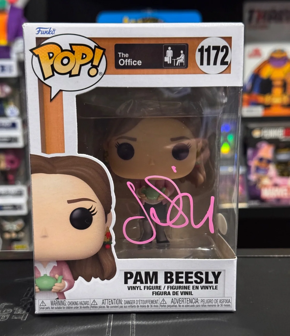 Jenna Fischer, Rainn Wilson, Steve Carell, John Krasinski — The Office Funko Autographed Lot Michael, Pam, Jim, Dwight - PSA / Beckett COAs, image 3