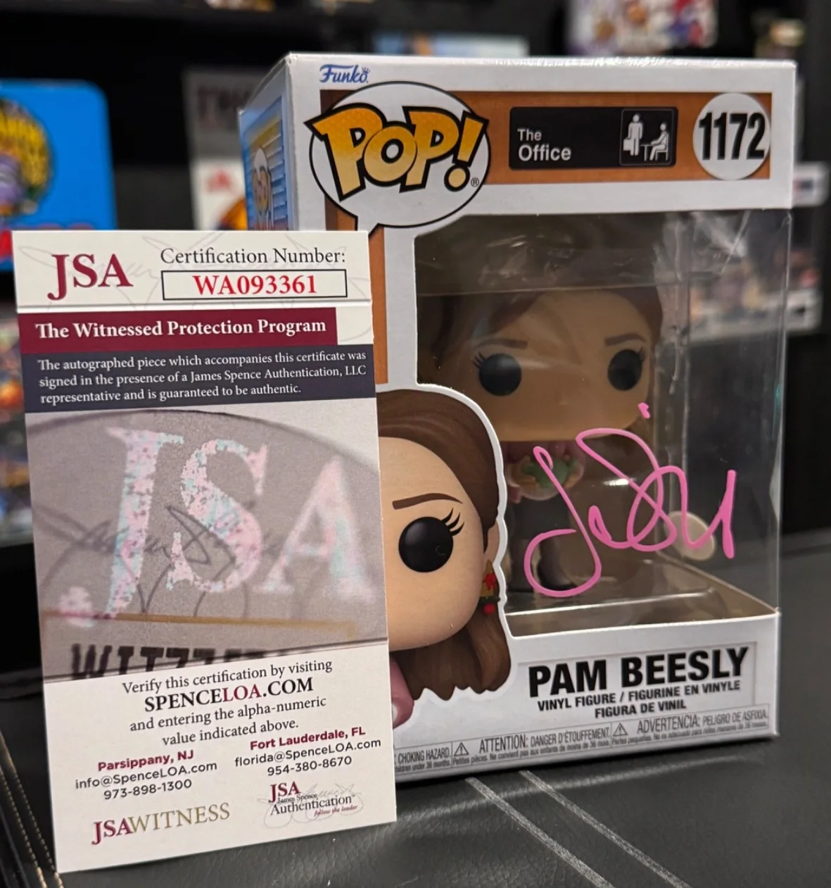 Jenna Fischer, Rainn Wilson, Steve Carell, John Krasinski — The Office Funko Autographed Lot Michael, Pam, Jim, Dwight - PSA / Beckett COAs, image 4