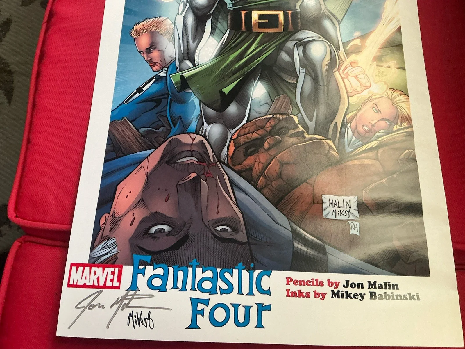 Fantastic Four Poster/Doctor Doom 11”x17” SIGNED by Jon Malin & Mikey Babinski, image 2