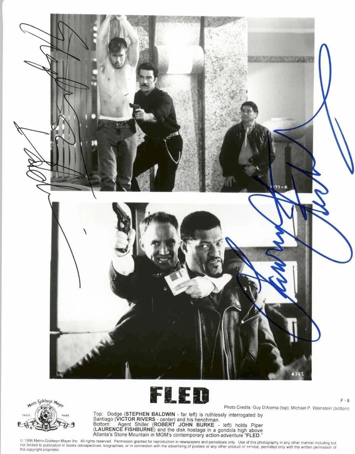Laurence Fishburne — Laurence Fishburne & Stephen Baldwin Signed Autographed "Fled" Glossy 8x10 Photo