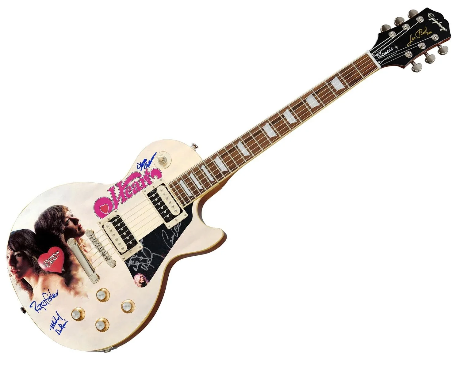 Heart Signed Epiphone Les Paul Custom Graphics Guitar Exact Proof ACOA, image 3